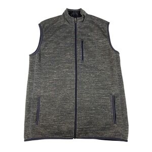 Johnnie O Marled Knit Fleece Vest Zip Front Mock Neck Pockets Outdoor Casual